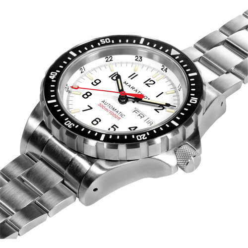 Tr&egrave;s grande montre automatique &eacute;dition arctique avec jour/date avec bracelet en acier inoxydable, Num&eacute;rique, &agrave; piles, 46 mm, Argent EastCoast Offshore Supplies