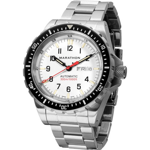 Tr&egrave;s grande montre automatique &eacute;dition arctique avec jour/date avec bracelet en acier inoxydable, Num&eacute;rique, &agrave; piles, 46 mm, Argent EastCoast Offshore Supplies