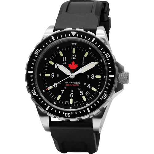 Tr&egrave;s grande montre &agrave; quartz pour plongeur avec feuille d'&eacute;rable rouge, Num&eacute;rique, &agrave; piles, 46 mm, Noir EastCoast Offshore Supplies