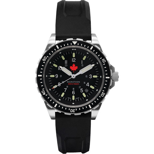 Tr&egrave;s grande montre &agrave; quartz pour plongeur avec feuille d'&eacute;rable rouge, Num&eacute;rique, &agrave; piles, 46 mm, Noir EastCoast Offshore Supplies