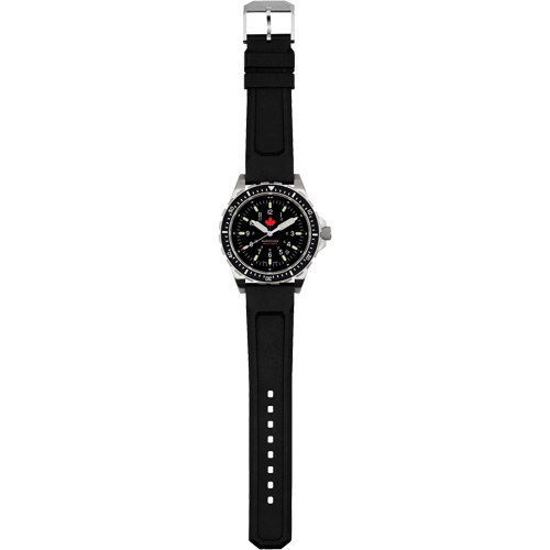 Tr&egrave;s grande montre &agrave; quartz pour plongeur avec feuille d'&eacute;rable rouge, Num&eacute;rique, &agrave; piles, 46 mm, Noir EastCoast Offshore Supplies