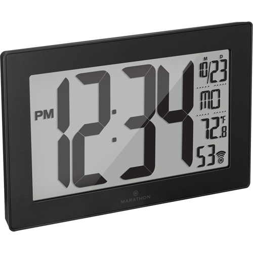 Self-Setting & Self-Adjusting Wall Clock with Stand, Digital, Battery Operated, Black EastCoast Offshore Supplies