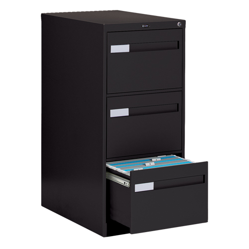 Vertical Filing Cabinet with Recessed Drawer Handles, 3 Drawers, 18.15" W x 26.56" D x 40" H, Black EastCoast Offshore Supplies