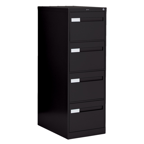 Vertical Filing Cabinet with Recessed Drawer Handles, 4 Drawers, 18.15" W x 26.56" D x 52" H, Black EastCoast Offshore Supplies
