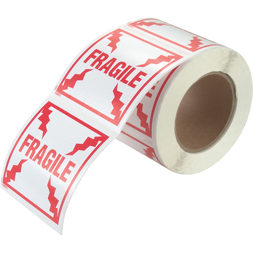 "Fragile" Special Handling Labels, 4" L x 4" W, Red on White EastCoast Offshore Supplies