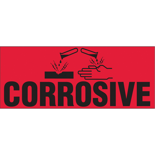 "Corrosive" Special Handling Labels, 5" L x 2" W, Black on Red EastCoast Offshore Supplies