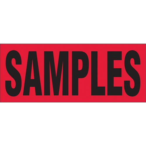 "Samples" Special Handling Labels, 5" L x 2" W, Black on Red EastCoast Offshore Supplies