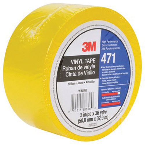 471 Vinyl Tape, 50.8 mm (2") W x 32.9 m (108') L, 5.3 mils, Yellow EastCoast Offshore Supplies