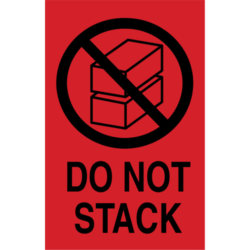 &eacute;tiquettes  Do Not Stack  pour envoi international, 6" lo x 4" la, Noir/rouge EastCoast Offshore Supplies