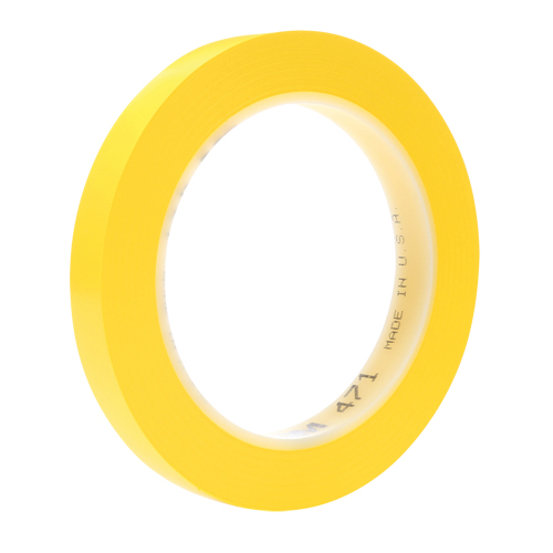 471 Vinyl Tape, 12 mm (1/2") W x 32.9 m (108') L, 5.3 mils, Yellow EastCoast Offshore Supplies