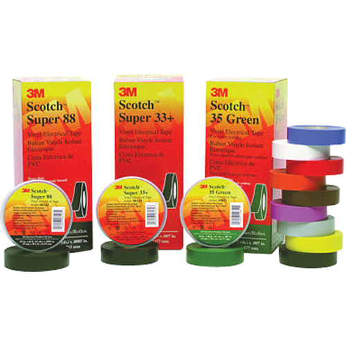 Rubans Super 33+ Scotch, 19 mm (3/4") x 20,1 m (66'), Noir, 7 mils EastCoast Offshore Supplies