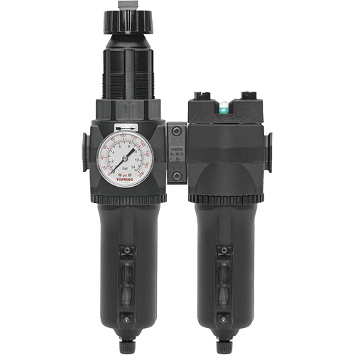 Filtre/r&eacute;gulateur + filtre coalescent drain manuel avec bol en m&eacute;tal Modulair 400, 1/4" NPT, 200 psi, Capacit&eacute; de 9,1 oz liq. EastCoast Offshore Supplies
