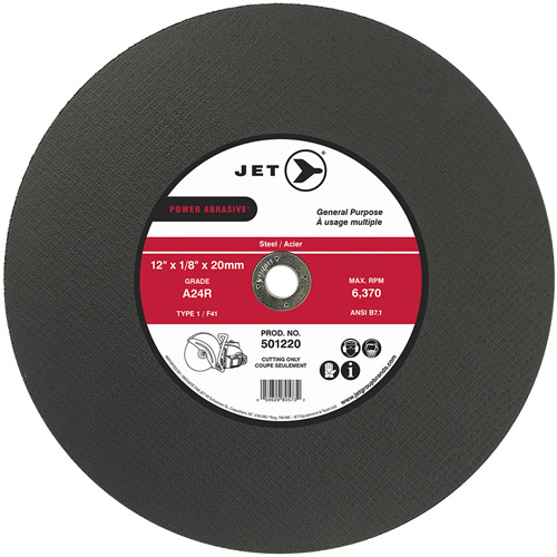 Meules &agrave; tronçonner POWER ABRASIVE, 12" x 1/8", Arbre de 20 mm, Type 1, 6370 Tr/min EastCoast Offshore Supplies