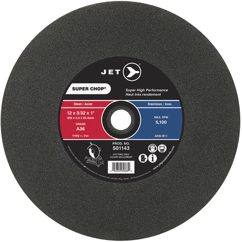 Meule &agrave; tronçonner Super Chop, 12" x 3/32", Arbre de 1", Type 1, 5100 Tr/min EastCoast Offshore Supplies