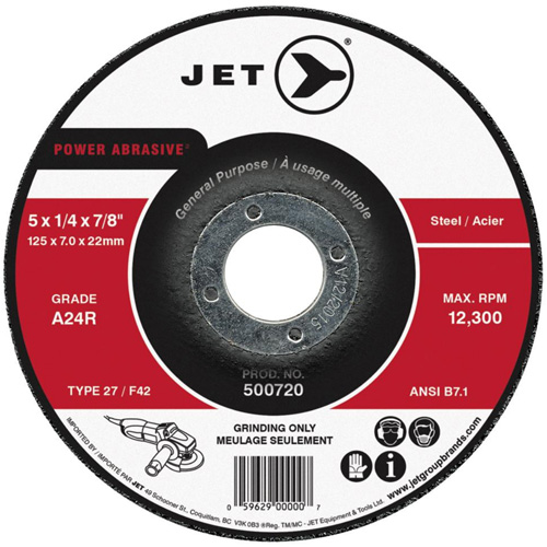 POWER ABRASIVE&reg; Grinding Wheel, 4" x 1/4", 5/8" Arbor, Type 27 EastCoast Offshore Supplies