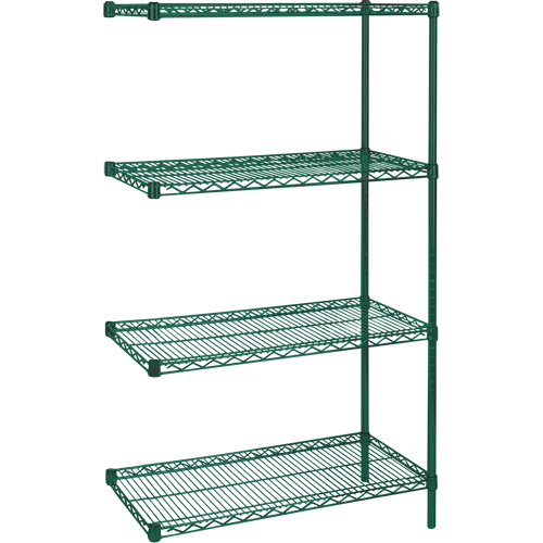 &eacute;tag&egrave;res robustes en treillis m&eacute;tallique au fini &eacute;poxy vert, Ensemble de Ajout, 4 Tablettes, 30" la x 63" h x 14" p EastCoast Offshore Supplies