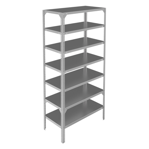 Shelving Unit, Galvanized Steel, Slotted Angle, 400 lbs. Capacity, 36" W x 84" H x 18" D EastCoast Offshore Supplies