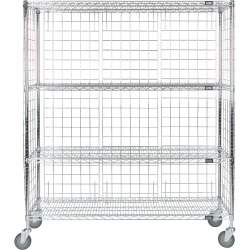 Enclosed Wire Shelf Cart, Chrome Plated, 60" x 69" x 24", 800 lbs. Capacity EastCoast Offshore Supplies