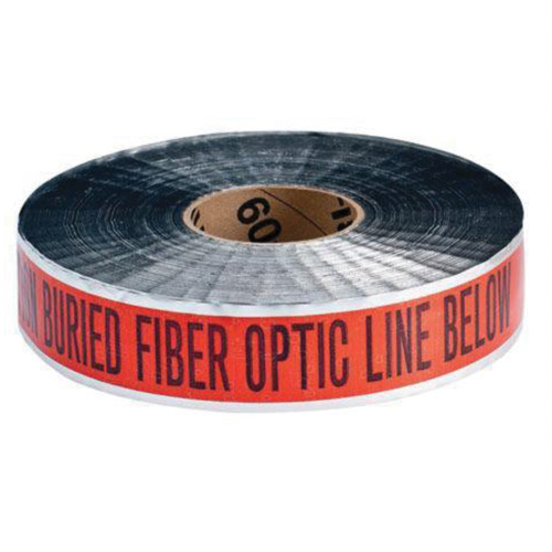 Ruban d'avertissement de danger souterrain Fiber Optic Line Identoline, 2" la x 1000' lo, Noir/orange EastCoast Offshore Supplies