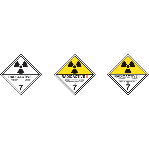TDG Shipping Labels, Class 7, Radioactive I, Paper EastCoast Offshore Supplies
