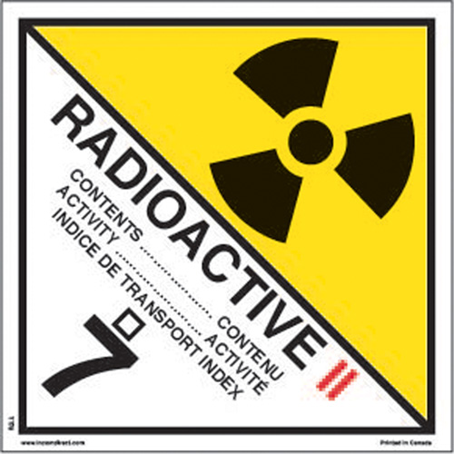 TDG Shipping Labels, Class 7, Radioactive II, Vinyl EastCoast Offshore Supplies