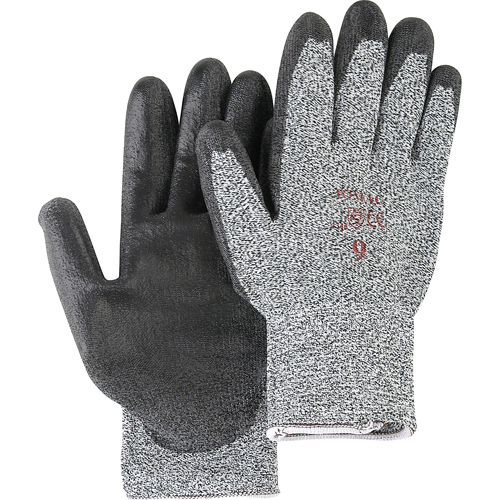 Salt & Pepper Knit Gloves With Black Palm Coating, Size Small/7, Polyurethane Coated, HPPE Shell, ANSI/ISEA 105 Level 2 EastCoast Offshore Supplies
