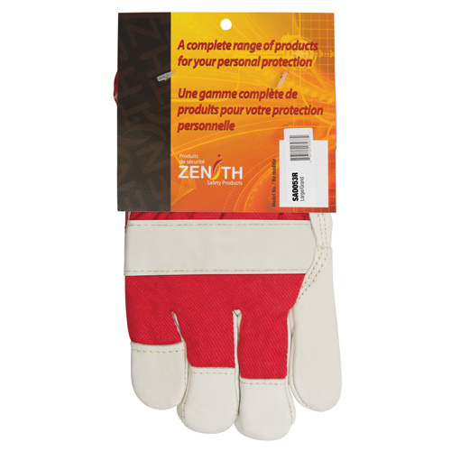 Red & White Premium Winter-Lined Fitters Gloves, Large, Grain Cowhide Palm, Boa Inner Lining EastCoast Offshore Supplies