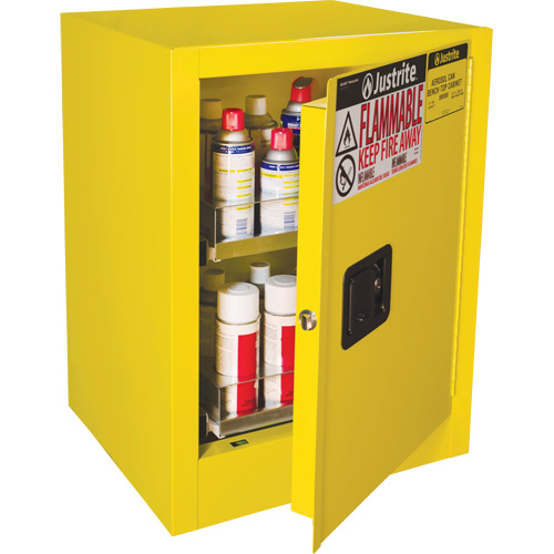 Armoire de s&eacute;curit&eacute; d'&eacute;tabli pour produits inflammables EX Sure-Grip, 24 gal., 1 Porte(s), 21" La x 27" h x 18" p EastCoast Offshore Supplies