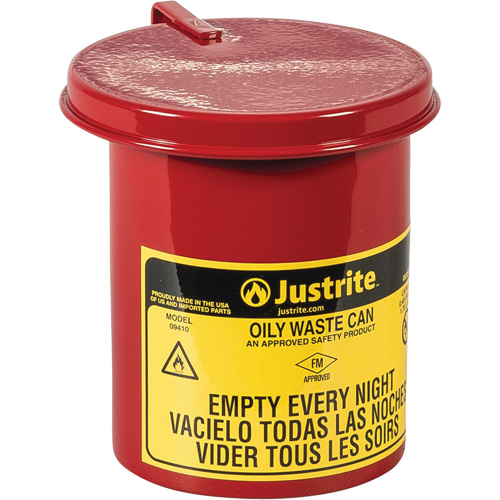 Mini bidons pour d&eacute;chets huileux pour dessus d'&eacute;tabli, Homologu&eacute; FM, 0,45 gal. US, Rouge EastCoast Offshore Supplies