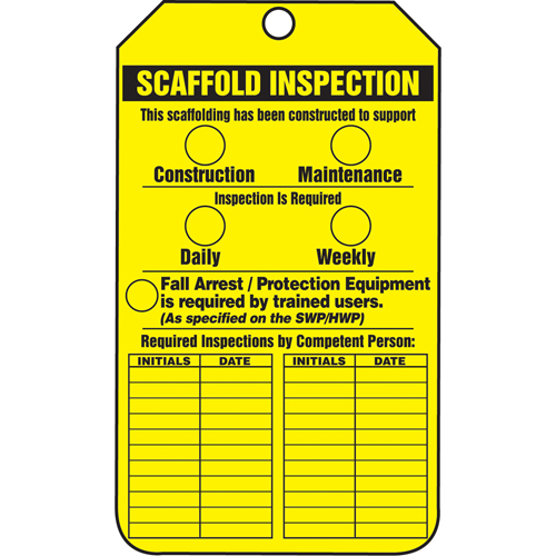 &eacute;tiquettes de s&eacute;curit&eacute; d'inspection et de contr&ocirc;le de l'&eacute;tat de l'&eacute;quipement, Papier cartonn&eacute;, 3-1/8" la x 5-7/8" h, Anglais EastCoast Offshore Supplies