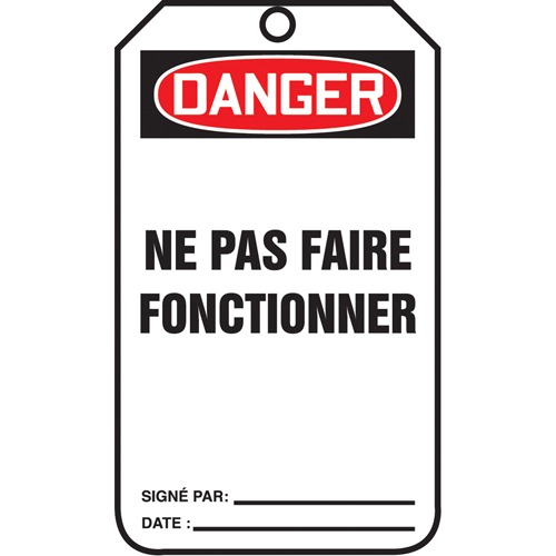 Lockout Tags, Cardstock, 3-1/8" W x 5-7/8" H, French EastCoast Offshore Supplies