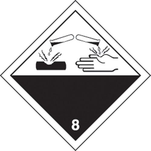 &eacute;tiquettes d'exp&eacute;dition TMD, Classe 8, Corrosifs, Vinyle EastCoast Offshore Supplies