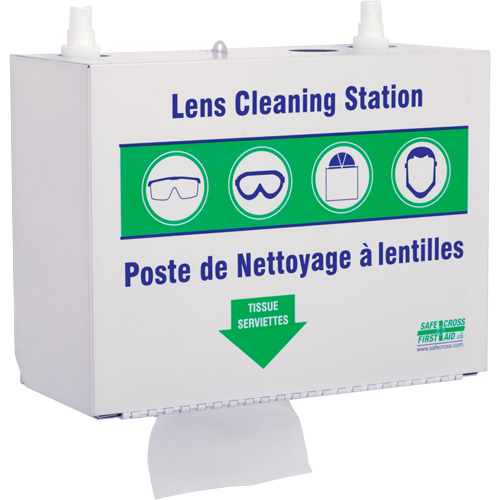 Postes en M&eacute;tal Pour Le Nettoyage De Verres - Deux Boutielle De Solution 500ml Et 1 Boîte De Serviettes, M&eacute;tal, 10,5" lo x 5,5" p x 6,3" h EastCoast Offshore Supplies