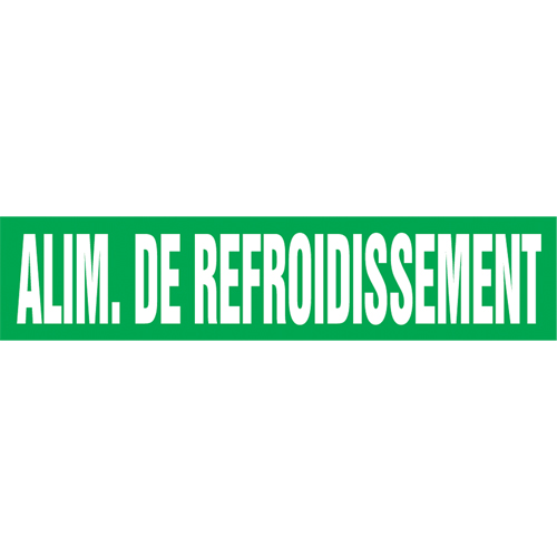 Marqueur de tuyau "Alim. de Refroidissement", Autocollant, 4" h x 24" la, Blanc/vert EastCoast Offshore Supplies