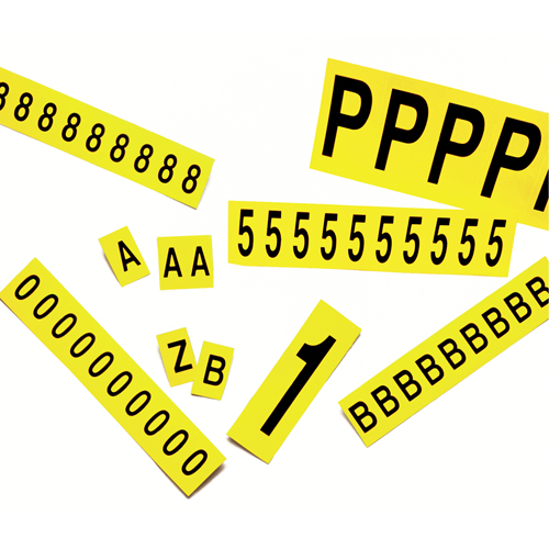 Rep&egrave;res adh&eacute;sifs &agrave; chiffres individuels, 1, 3-7/8" h, Noir sur jaune EastCoast Offshore Supplies