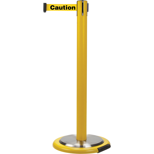 Barri&egrave;res sur pieds pour le contr&ocirc;le des foules, Acier, 35" h, Ruban Jaune, Longueur du ruban 7' EastCoast Offshore Supplies