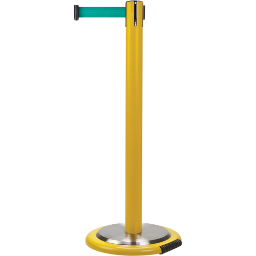 Free-Standing Crowd Control Barrier, Steel, 35" H, Green Tape, 7' Tape Length EastCoast Offshore Supplies