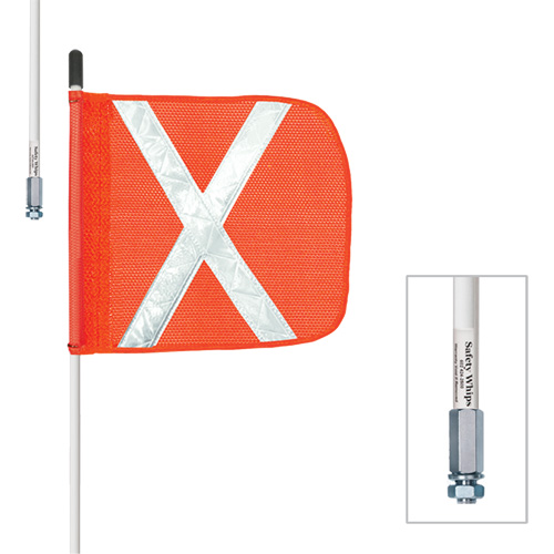 Tiges de s&eacute;curit&eacute; robustes Safety Whip, Fixation Filet&eacute;, Hauteur 5', Orange EastCoast Offshore Supplies