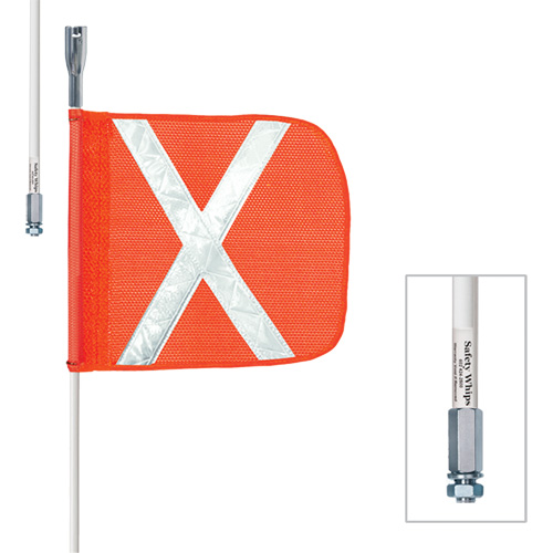Tiges de s&eacute;curit&eacute; robustes Safety Whip, Fixation Filet&eacute;, Hauteur 5', Orange EastCoast Offshore Supplies