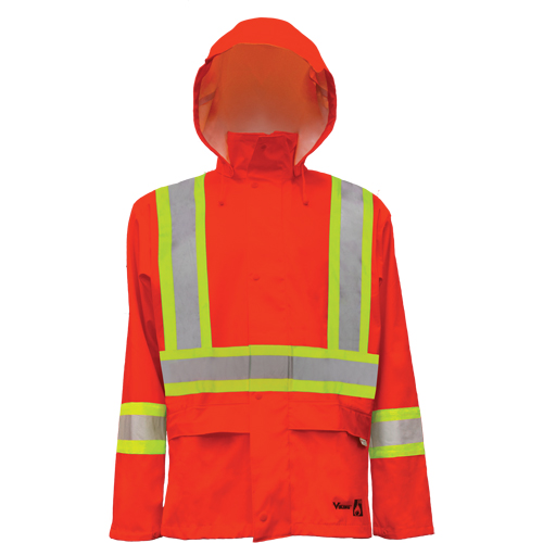 Hi-Vis FR/PU Safety Rain Jackets, Small, High Visibility Orange EastCoast Offshore Supplies