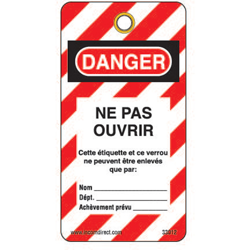 Lockout Tags, Plastic, 3" W x 5-3/4" H, French EastCoast Offshore Supplies