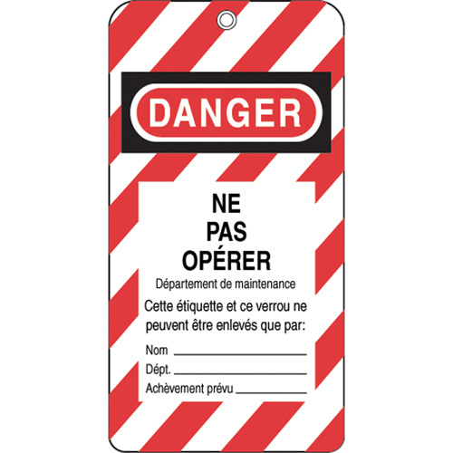 Lockout Tags, Plastic, 3" W x 5-3/4" H, French EastCoast Offshore Supplies
