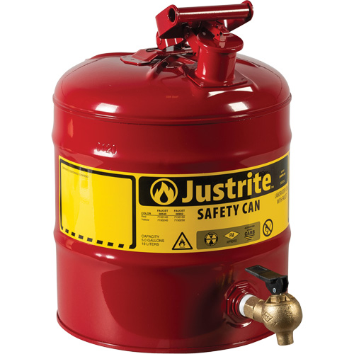 Laboratory Safety Can with Faucet, Type I, Steel, 5 US gal., Red, FM Approved EastCoast Offshore Supplies