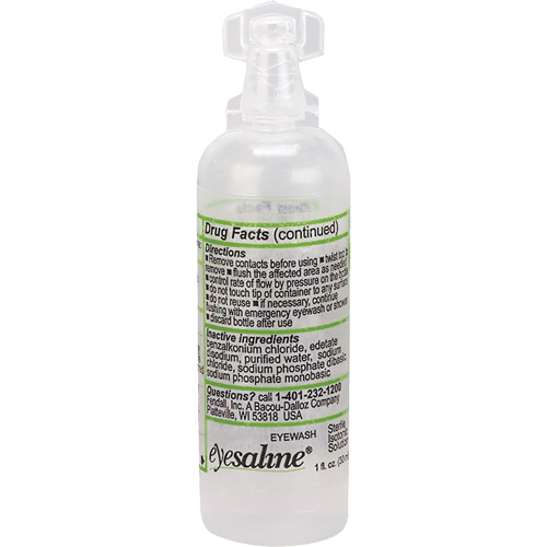 Saline Eyewash Bottles, Full Bottle, 1 oz. EastCoast Offshore Supplies