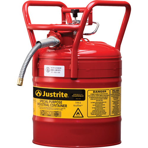 D.O.T. AccuFlow Safety Cans, Type II, Steel, 5 US gal., Red, FM Approved EastCoast Offshore Supplies