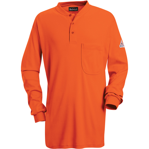 Flame-Resistant Long Sleeve Tagless Henley Shirts, Small, Orange EastCoast Offshore Supplies