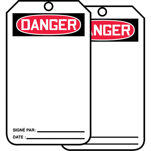 &eacute;tiquettes de s&eacute;curit&eacute; avec ent&ecirc;te vierge, Papier cartonn&eacute;, 3-1/8" la x 5-7/8" h, Français EastCoast Offshore Supplies