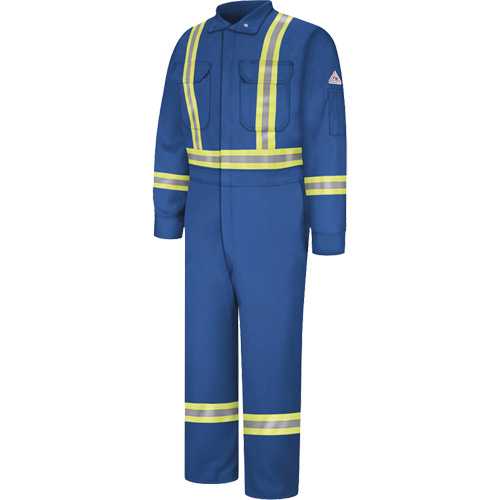 Combinaisons de qualit&eacute; sup&eacute;rieure r&eacute;sistantes aux flammes avec bandes r&eacute;fl&eacute;chissantes, Taille 38, Bleu royal, 12,2 cal/cm² EastCoast Offshore Supplies