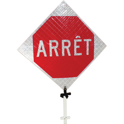"Arr&ecirc;t" Pole Sign, 24" x 24", Aluminum, French EastCoast Offshore Supplies