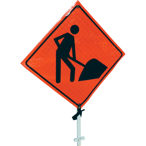 Enseigne sur poteau pr&eacute;sence de travailleurs, 24" x 24", Vinyle, Pictogramme EastCoast Offshore Supplies
